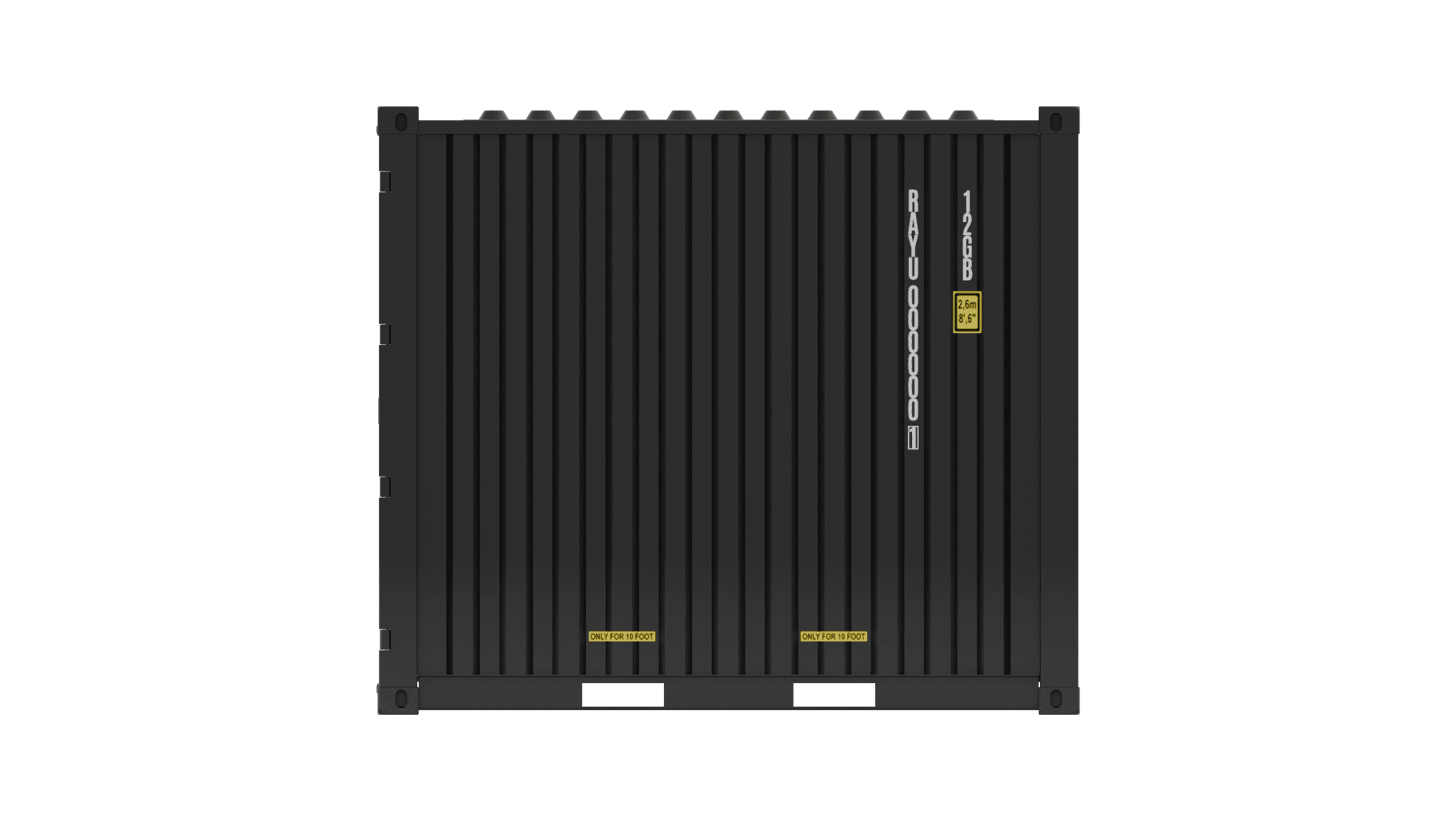 Closed side view of the container exterior