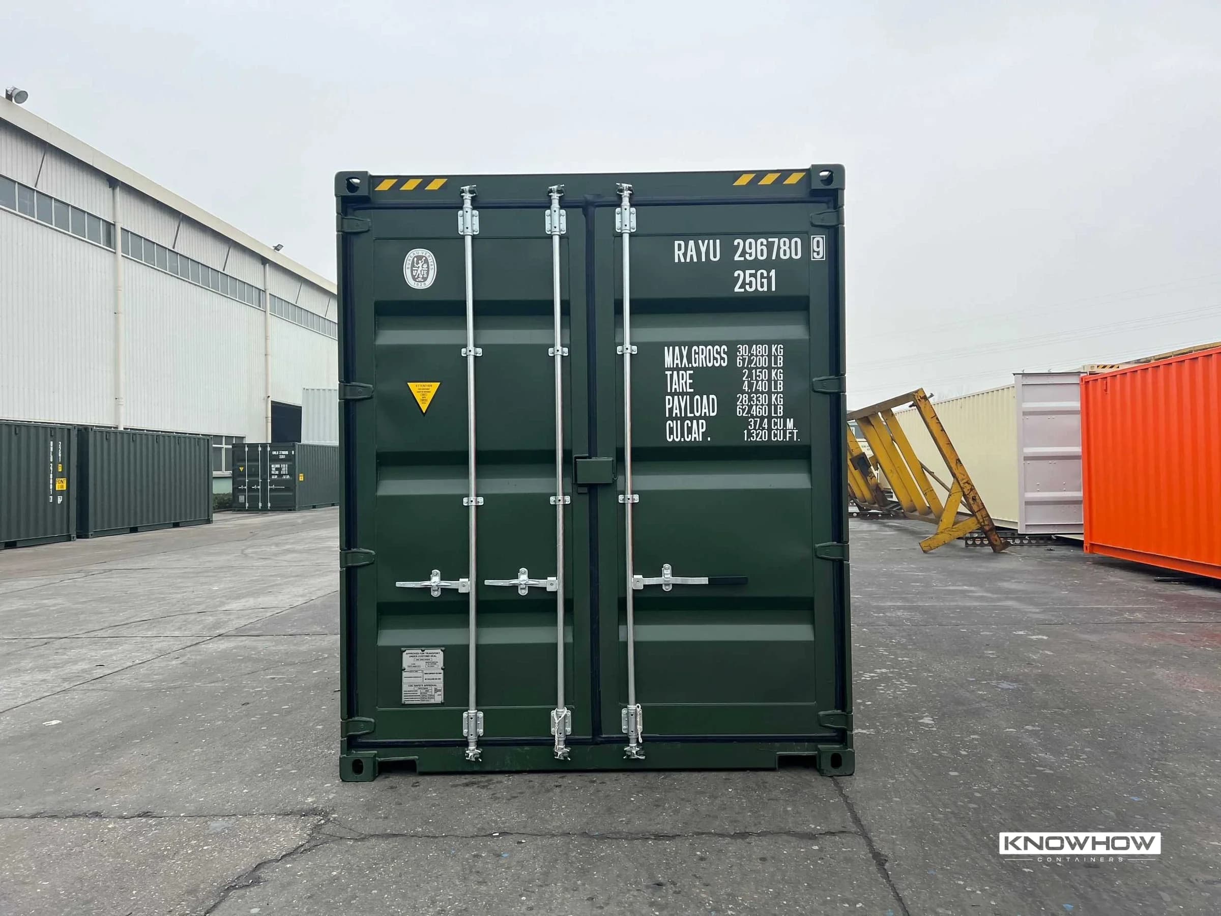 20ft high cube zeecontainer groen deurzijde