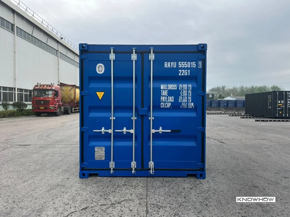 20ft zeecontainer traanplaat stalen vloer RAL5010 links deuren