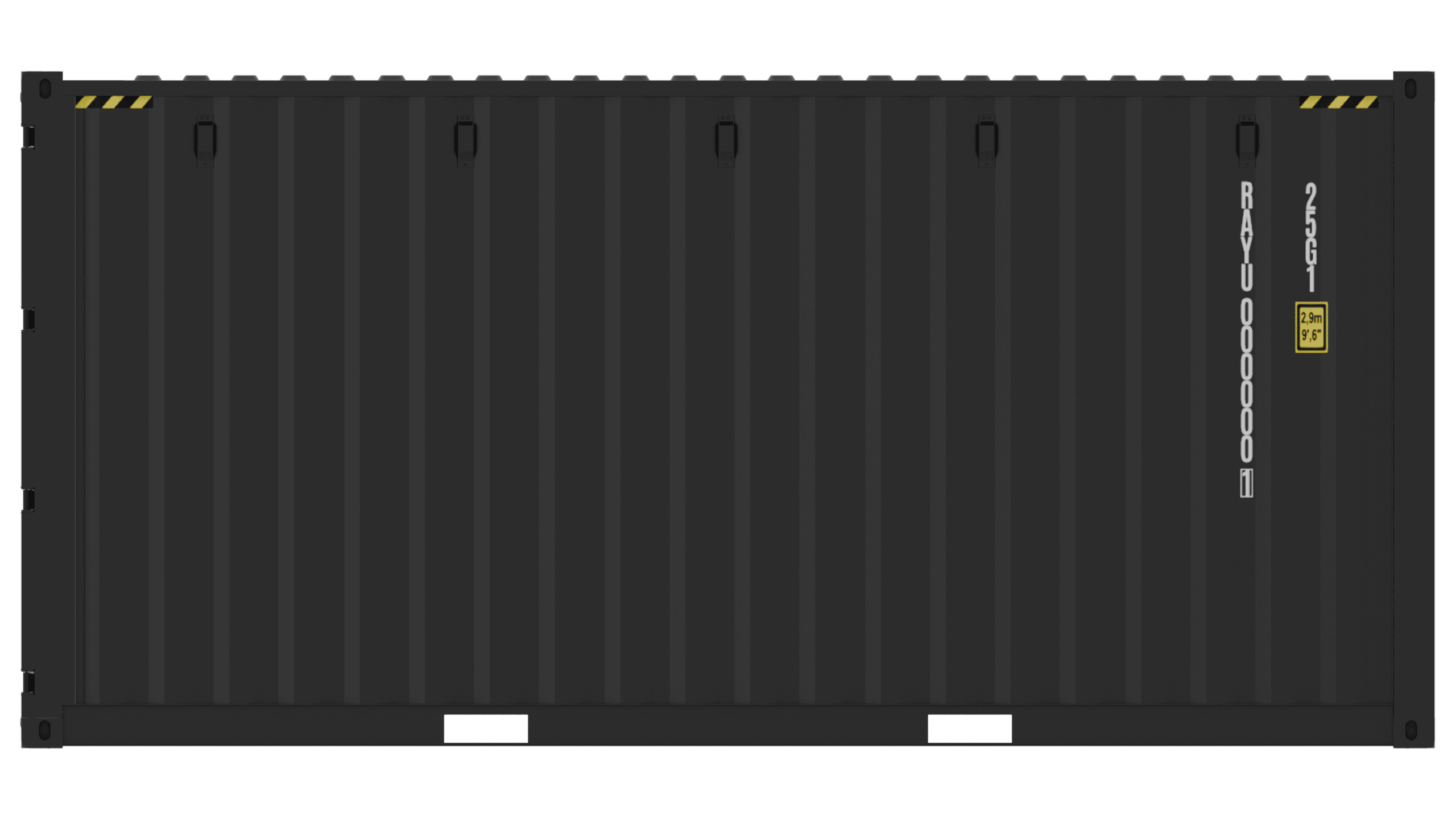 Closed side view of the container exterior